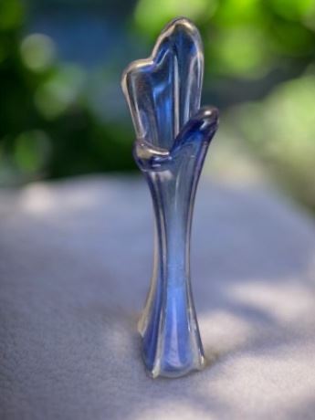 Vintage MCM Cobalt Blue Glass Swung/Stretch Floral Vase
