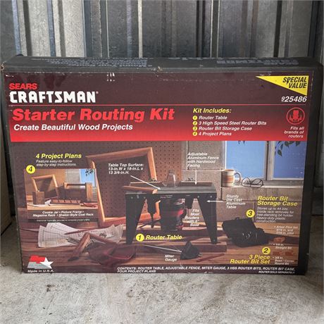 NEW Craftsman Starter Routing Kit - Router Table, Bits, Case & Plans
