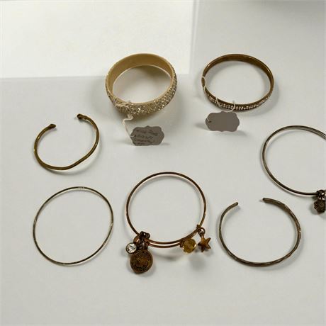 1920s Rhinestone Bangle Bracelet, Alex and Ani Capricorn Zodiac Charm Bangle