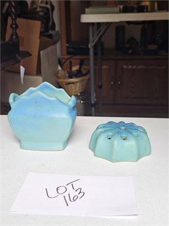 Van Briggle Scalloped Edge Vase & Flower Frog