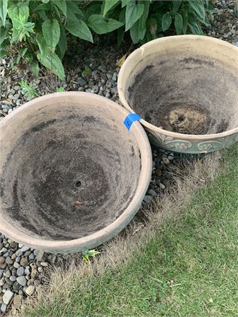 Two Outdoor Pots Planters On Carts