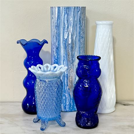 Decorative Blue and White Glass