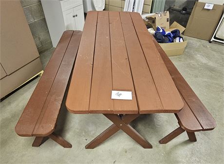 Sturdy Wood Picnic Table with Benches