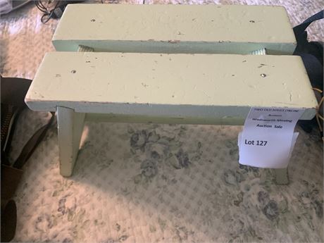 Vintage Light Green Wooden Foot Stool