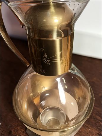 Princess House Heritage Coffee/Tea Carafe W/Stand & Antique Copper Bowl