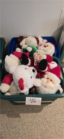 Two Totes Of Mixed Plush Christmas- Sizes & Maker Vary