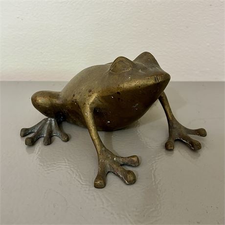 Brass Frog Figurine - Approx. 6 x 6 x 3"H
