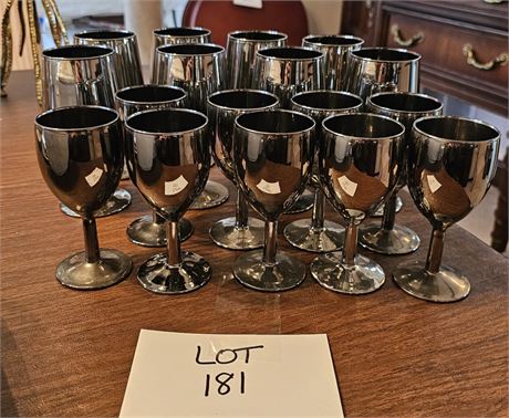 Mercury Silvered Wine and Sherry Goblets – 6” and 5” H