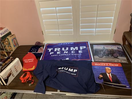 Donald Trump MAGA Political Campaign Advertising Lot & Trump Books