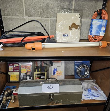 Mixed Painting Supplies/Utility Light/25ft Extension Cord/Metal Tool Box & More