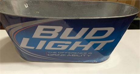 Bud Light Galvanized Metal Ice Bucket/Beer Cooler
