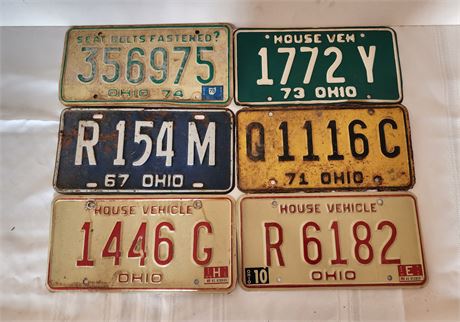 Lot 6 single Ohio License plates