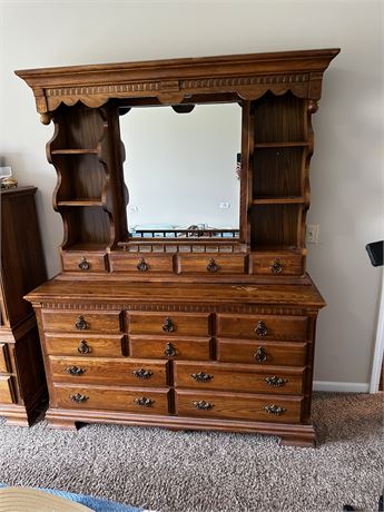 Kinkaid Solid Wood Dresser with Mirror two pieces