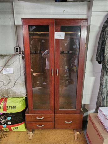 Wood Gun Cabinet With Storage Drawers