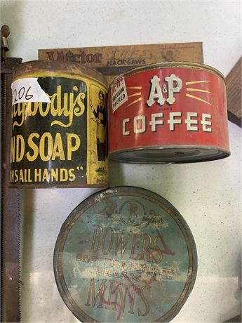 Vintage Advertising Tins Everybody's Hand Soap & AP Coffee