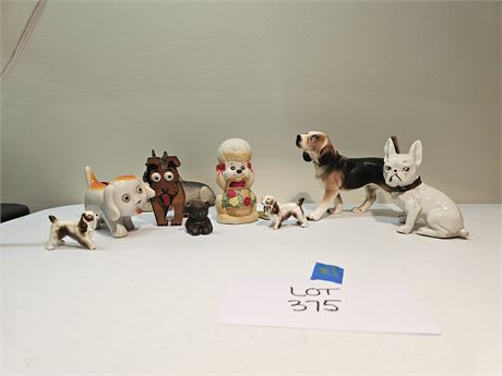 Mixed Canine Figurine Lot: Japan / Bone China & More - Different Sizes & Makers