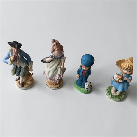 Lefton Bisque Porcelain Colonial Figurines & Homco Porcelain Figurines