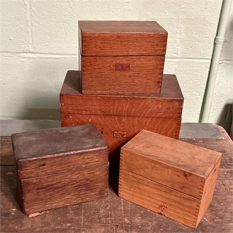 Vintage & Antique Wooden Boxes w/ Hinged Lids