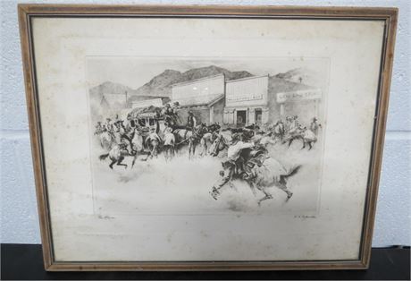 "The Alarm" Etching by R.H. Palenske