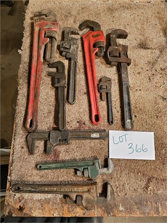 Mixed Pipe Wrench Lot: Rigid / Craftsman & More