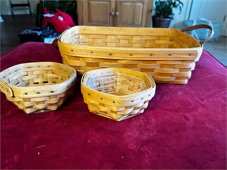 Longaberger Basket lot, one long and two smaller