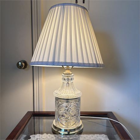Vintage Cut Crystal Glass Table Lamp - 23"H