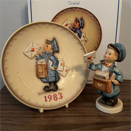 Hummel Goebel Postman Figurine TM2 & 1983 Annual Plate