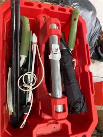 Orange Tool Caddy With Garden Tools - Umbrella & More