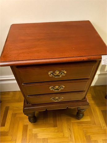 Vintage Cherry Wood 3 Drawer Nightstand