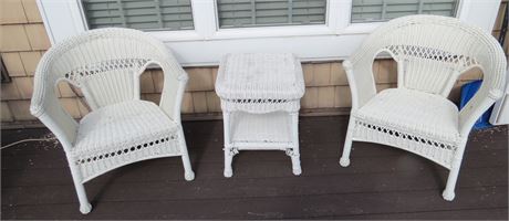 Wicker Outdoor Chairs &  End Table