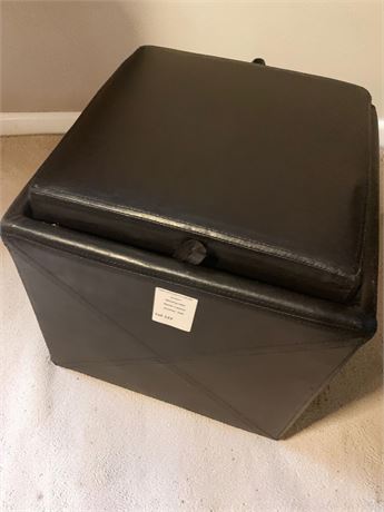 Black Faux Leather Storage Ottoman