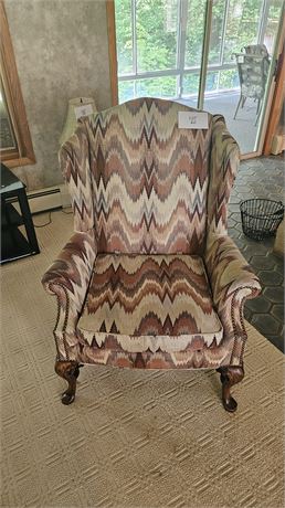 Earthtones Chevron Pattern High-Back Chair