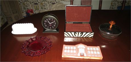 Mixed Lot: Clock, Dishes, etc
