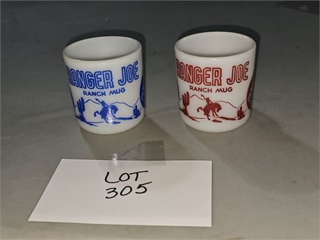 Vintage Ranger Joe Ranch Mugs - Blue & Red