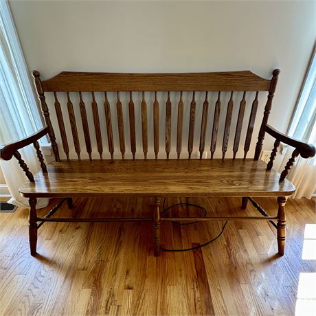 Oak Spindle Back Deacons Bench