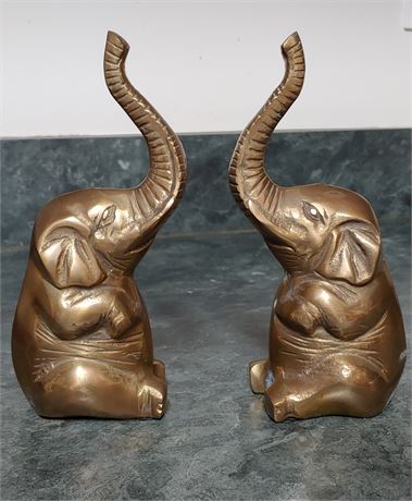 Pair of Brass Elephants by OLEE