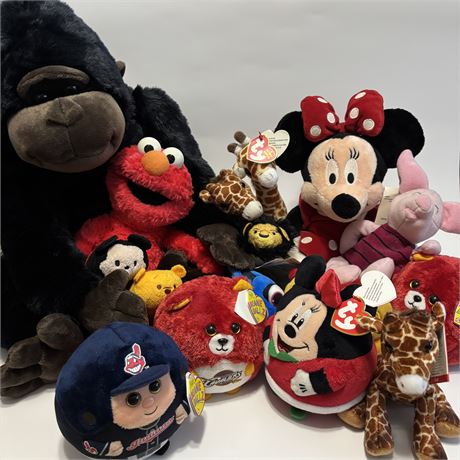 Mixed Plush Lot w/ Disney, Ty Beanie Ballz and More