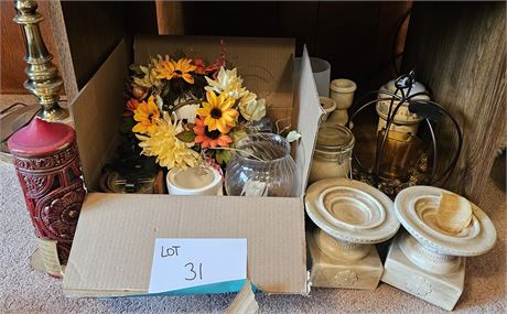 Large Lot of Mixed Candles & Holders