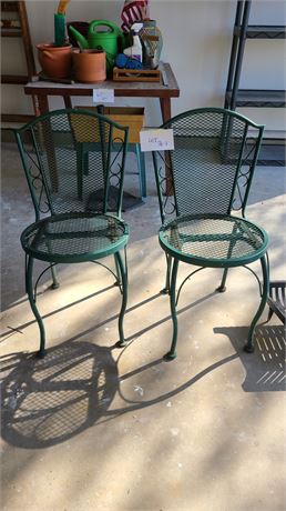 Vintage Metal Green Mesh Chairs