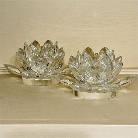 Swarovski Crystal Water Lily Candle Holders