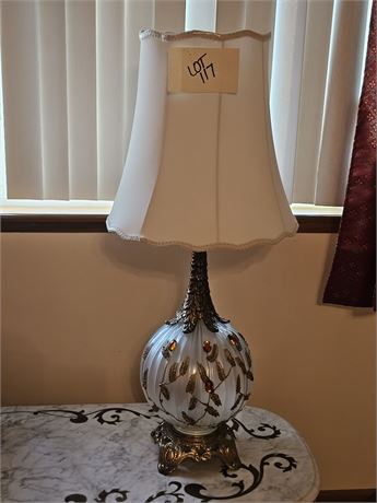 Vintage Glass Ball & Gold Trim Table Lamp