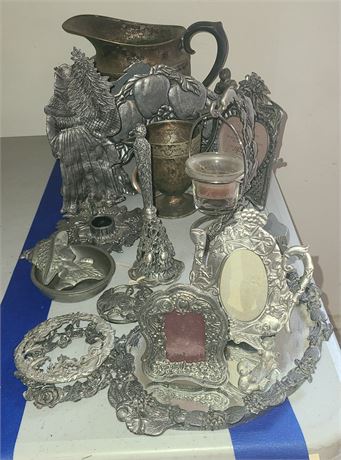 Nice Mixed Lot of Pewter & Silverplate Decor: Franklin Mint / Carson / Metzger