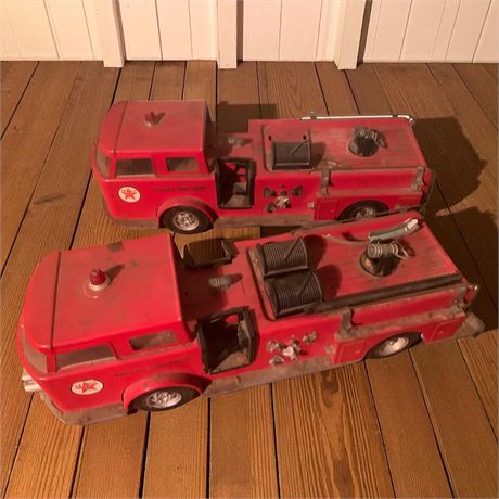 Vintage Buddy L Texaco Fire Chief Trucks Set of 2