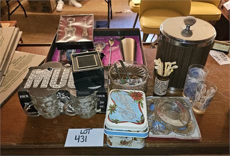 Mixed Barware- 20OZ Mugs, Ashtrays, Coasters, Ice Bucket & More