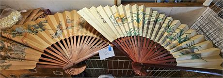 Large Bamboo Hand Painted Wall Fans