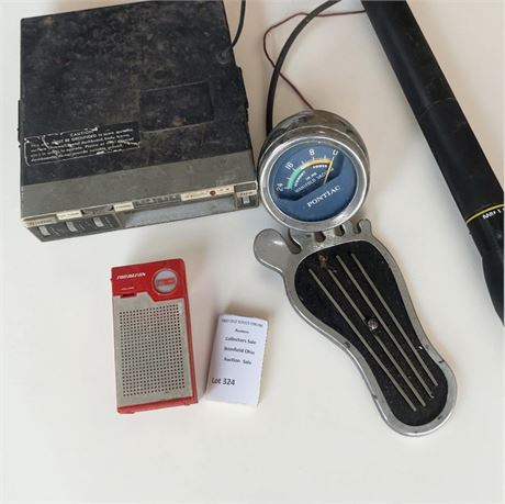 Soundesign Model 1130 Pocket AM Radio, 1960s Pontiac Manifold Vacuum Gauge