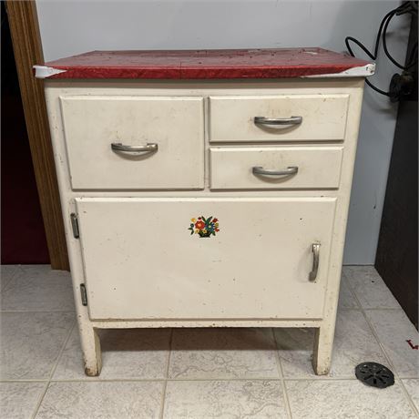 Retro Enamel Top Kitchen Pantry Storage Cabinet - 27 x 22 x 31"T