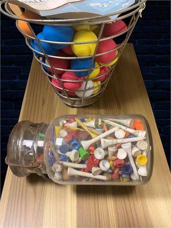 Practice Golf Balls and Golf Tees Lot