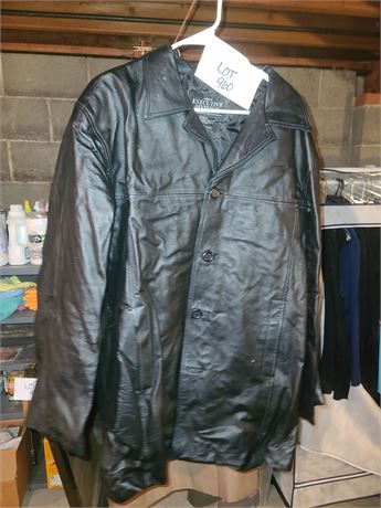 Executive Division Black Leather Coat Ladies