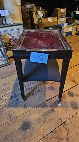 Vintage Leather Top End Table